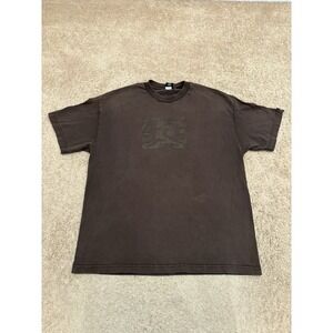 Vintage Y2K DC SHOES Men's T-Shirt Size XL Camo Logo Skate Faded Brown